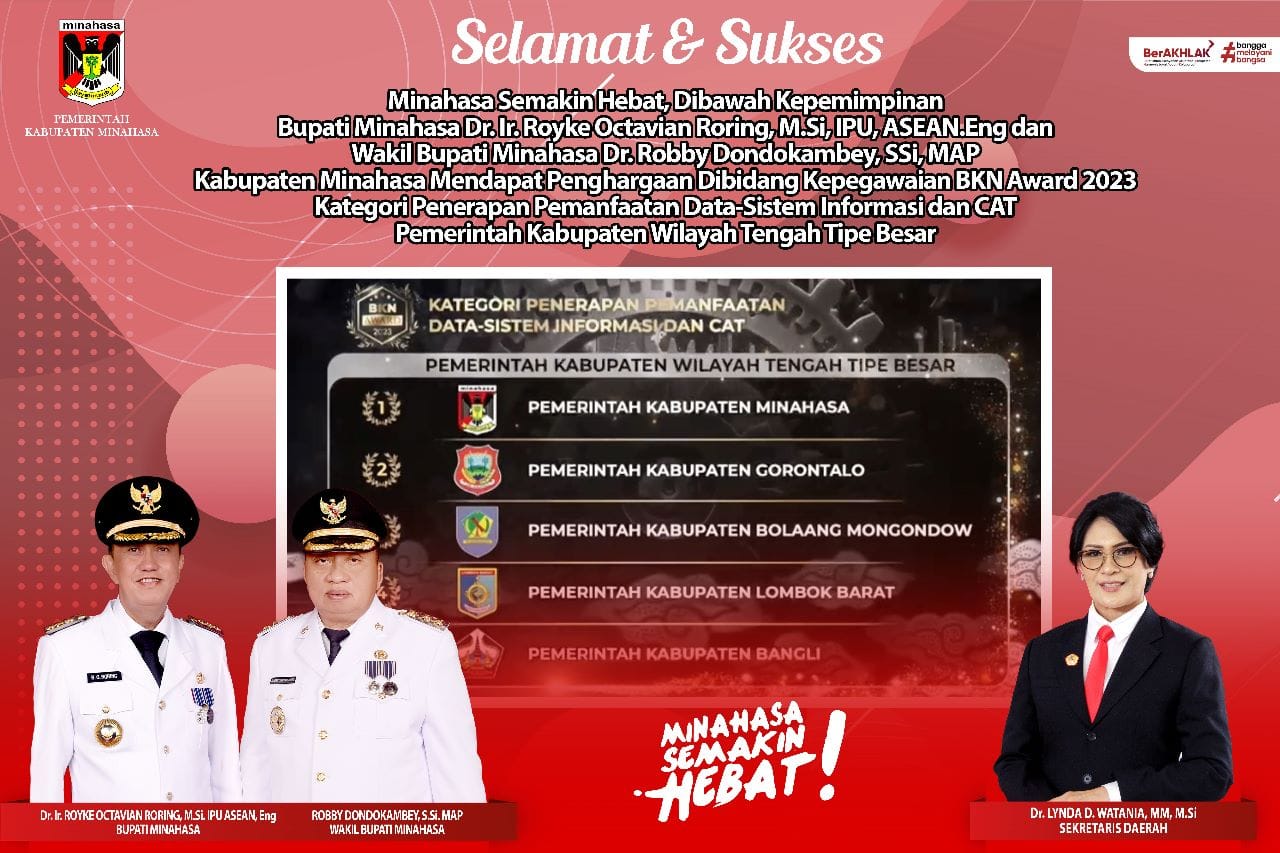 ROR RD Semakin Hebat, Pemkab Minahasa Sabet Penghargaan BKN Award 2023