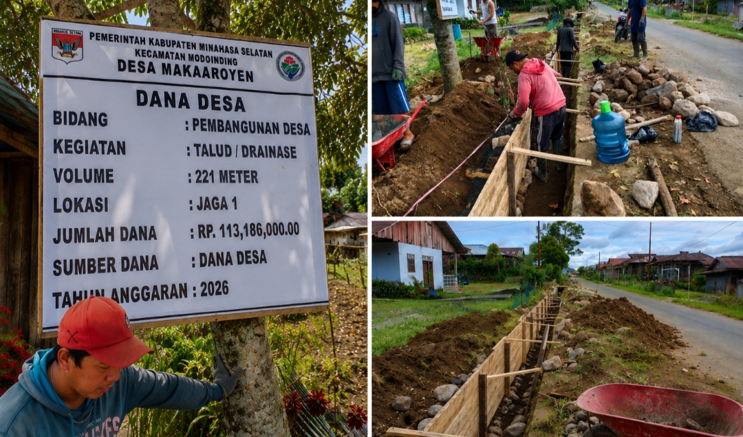 Pembangunan Drainase di Desa Makaaroyen Mulai Dikerjakan