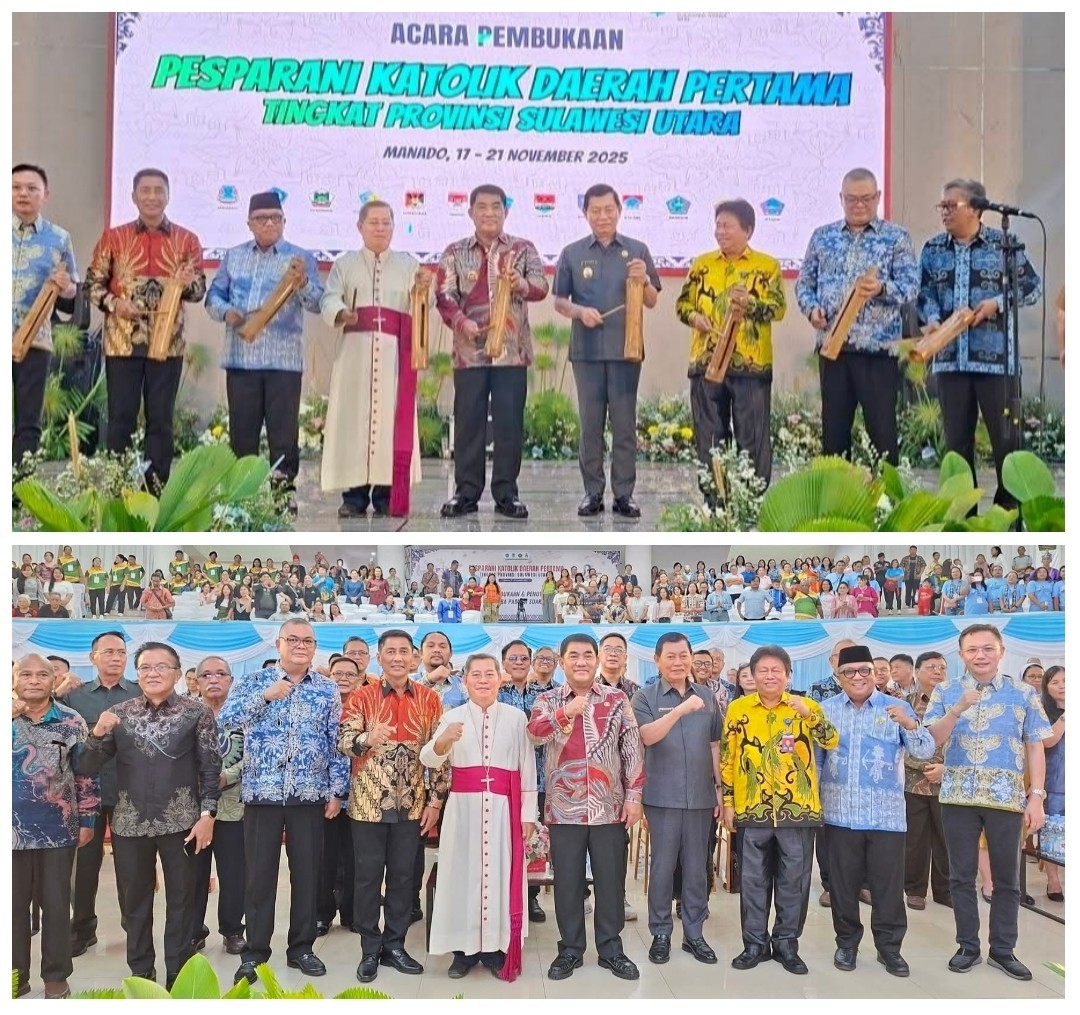 Gubernur Yulius Didampingi Uskup Rolly Buka Pesparani I Katolik Sulut, Pemukulan Tetengkoren jadi Penanda