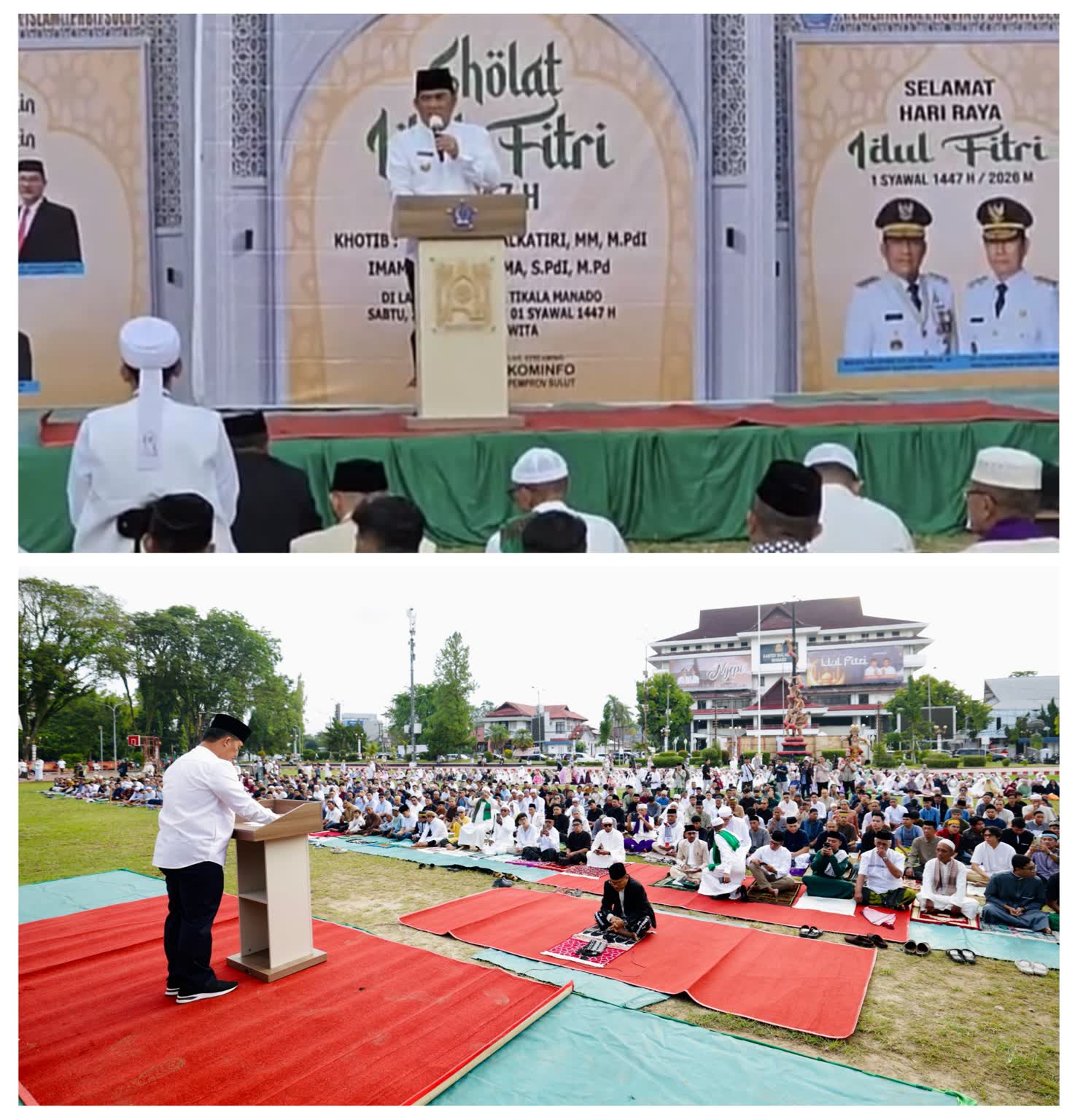 Gubernur Yulius dan Warga Sholat Idul Fitri di Tikala
