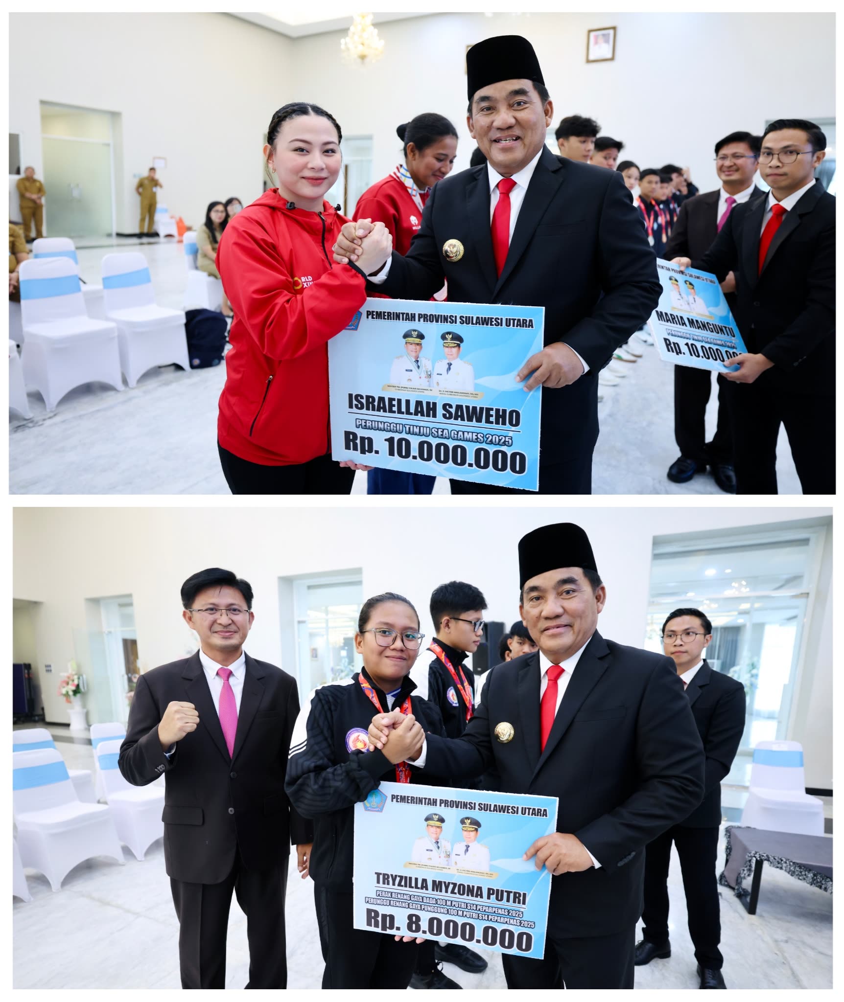 Diserahkan Gubernur Yulius, Atlet Asal Sulut Berprestasi di Sea Games Salah Satu Penerima Bonus 