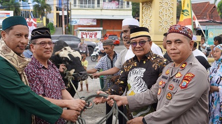 Walikota Bitung Maurits Mantiri Serahkan Sapi Kurban Seberat 1 Ton