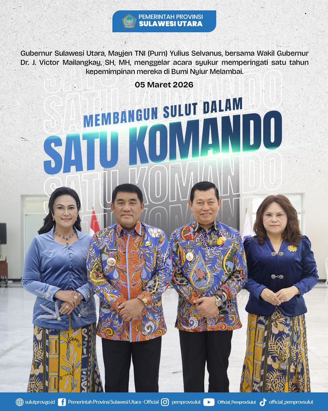 1 Tahun Menjaga Amanah : Duet Yulius-Victor Tegaskan Komitmen Membangun Sulut dalam 