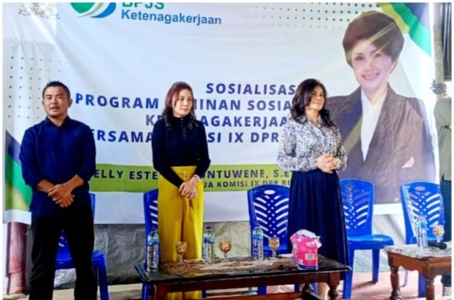 Bersama BPJS Ketenagakerjaan, Ketua Komisi IX DPR-RI Felly Runtuwene Sosialisasi Program Jamsostek di Motoling Barat