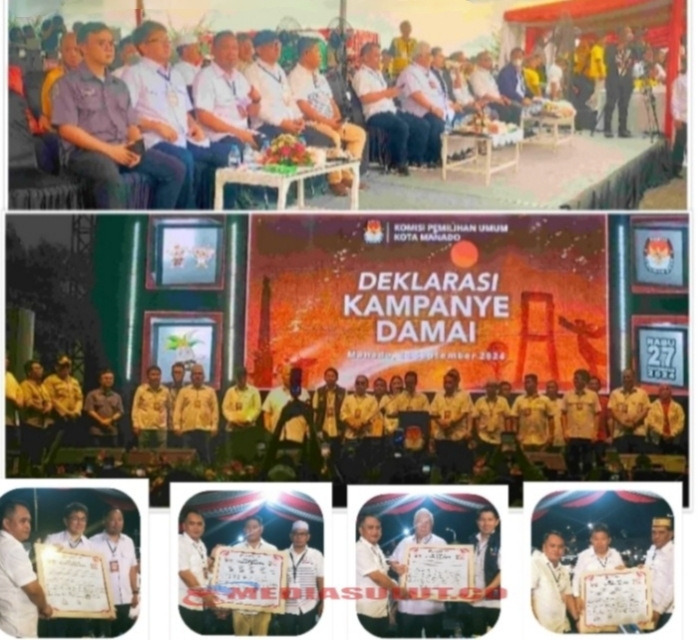 KPU Manado Pukau Pendukung 4 Paslon di Deklarasi Kampanye Damai Pilkada 2024