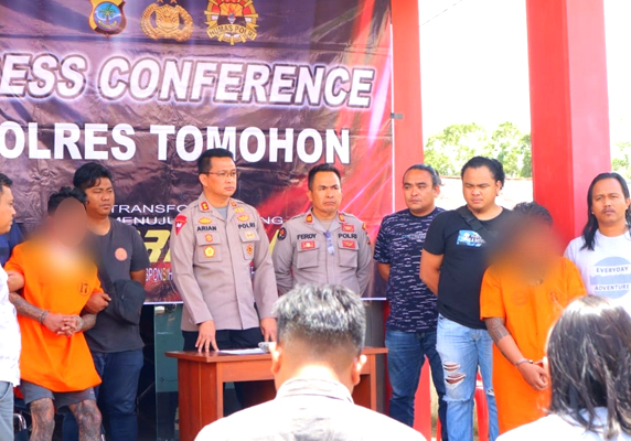 Diduga Aniaya Polisi, Tujuh Pria ini Diamankan Polres Tomohon