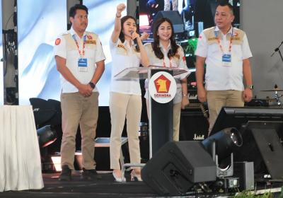 Tampil Energik di Rakerda Gerindra Sulut, Mona Kloer Apresiasi Partisipasi Kader