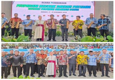 Gubernur Yulius Didampingi Uskup Rolly Buka Pesparani I Katolik Sulut, Pemukulan Tetengkoren jadi Penanda